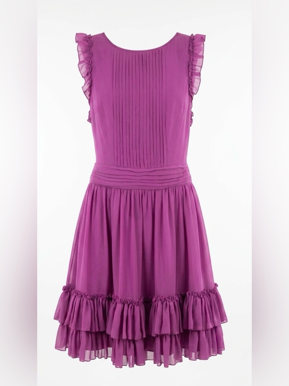 Magenta Ruffled Sleeveless Flowy Feminine Mini Dress Sz 12 NWT Party Dress